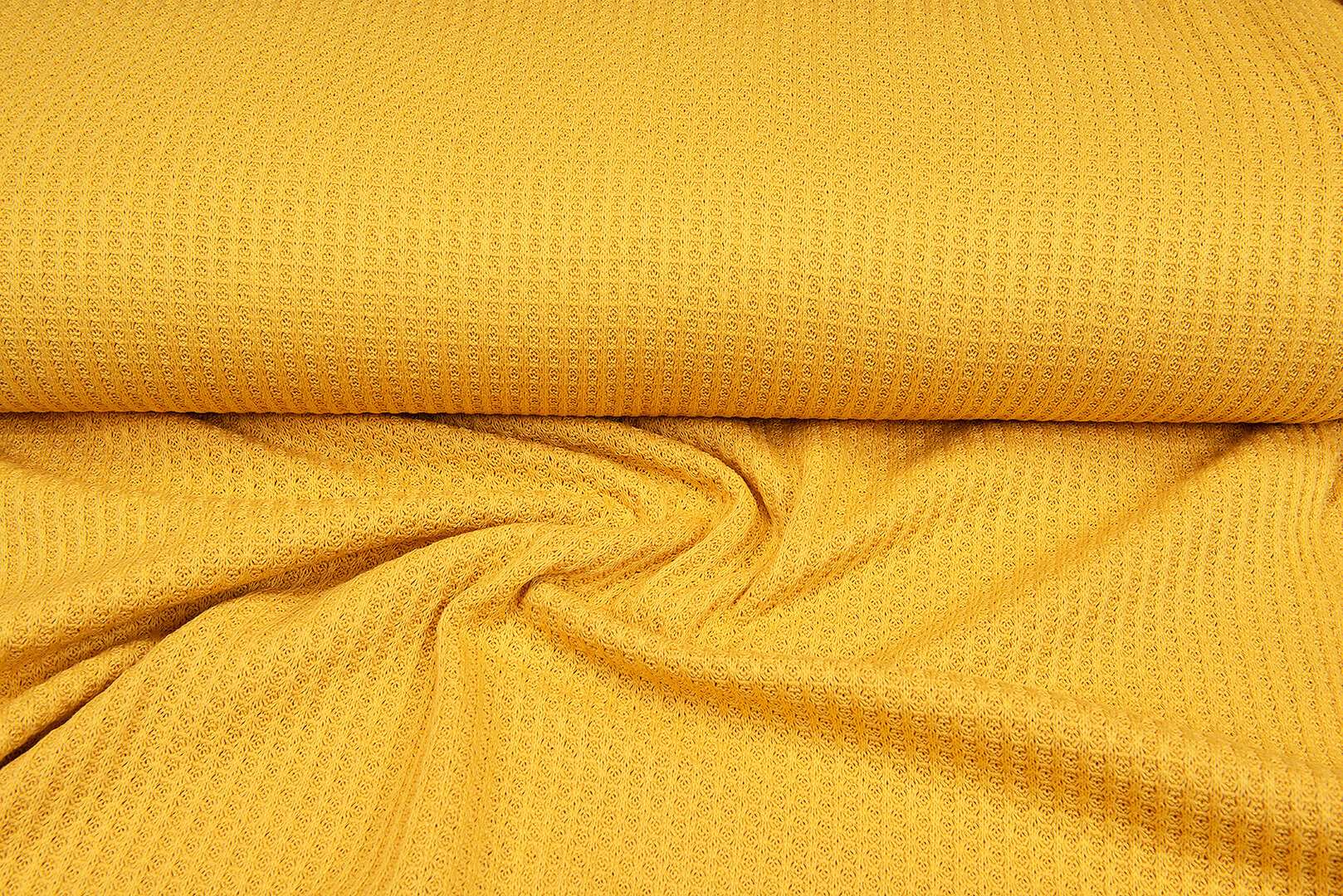 Gebreide wafel big knit okergeel