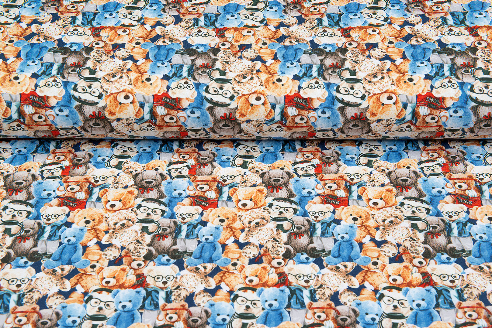 Katoenen Tricot digitaal bedrukt colorful teddy bears