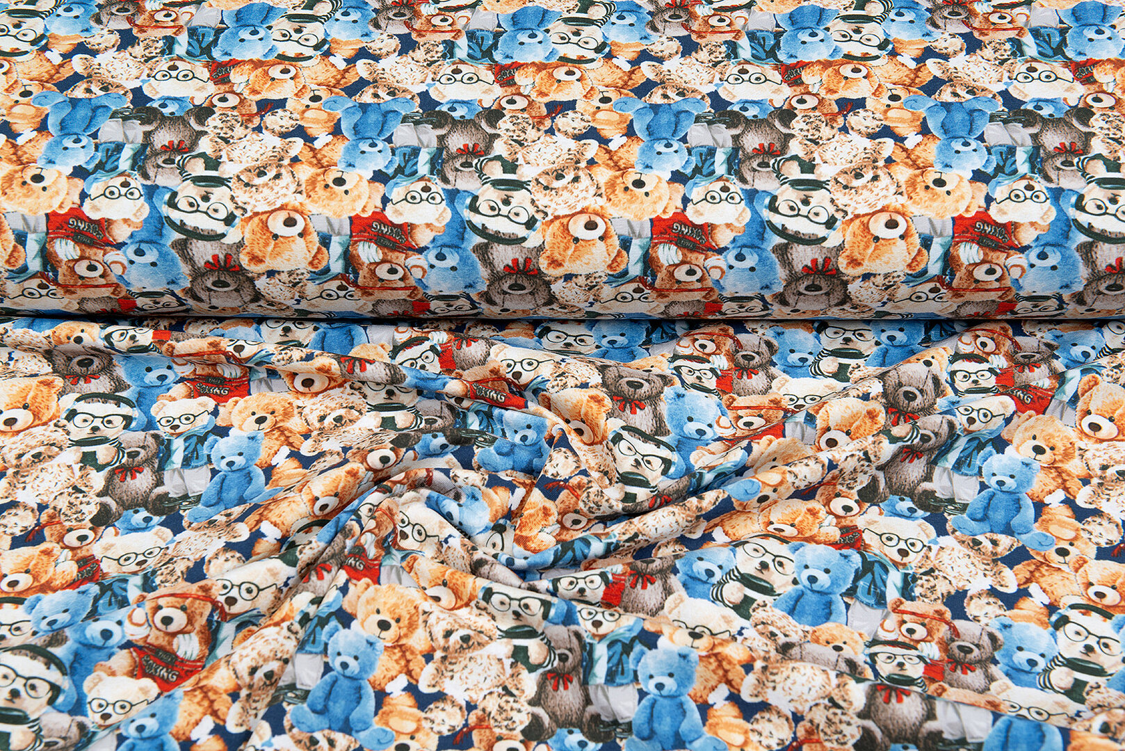 Katoenen Tricot digitaal bedrukt colorful teddy bears