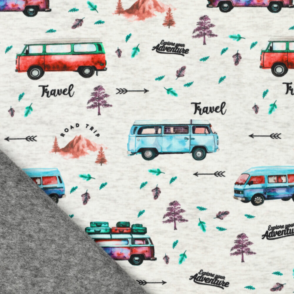 Alpenfleece bedrukt travel vans grijs