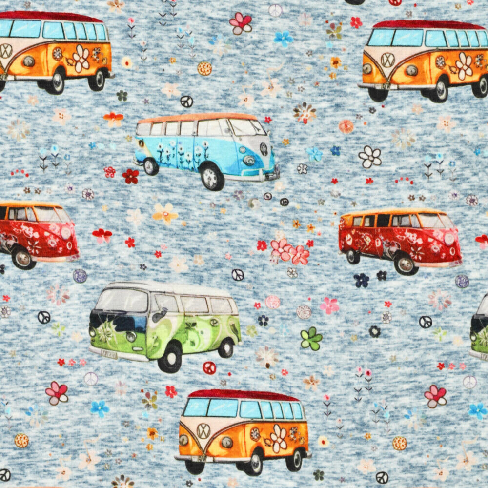 Alpenfleece bedrukt retro vans jeansblau