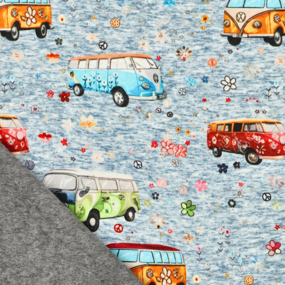 Alpenfleece bedrukt retro vans jeansblau