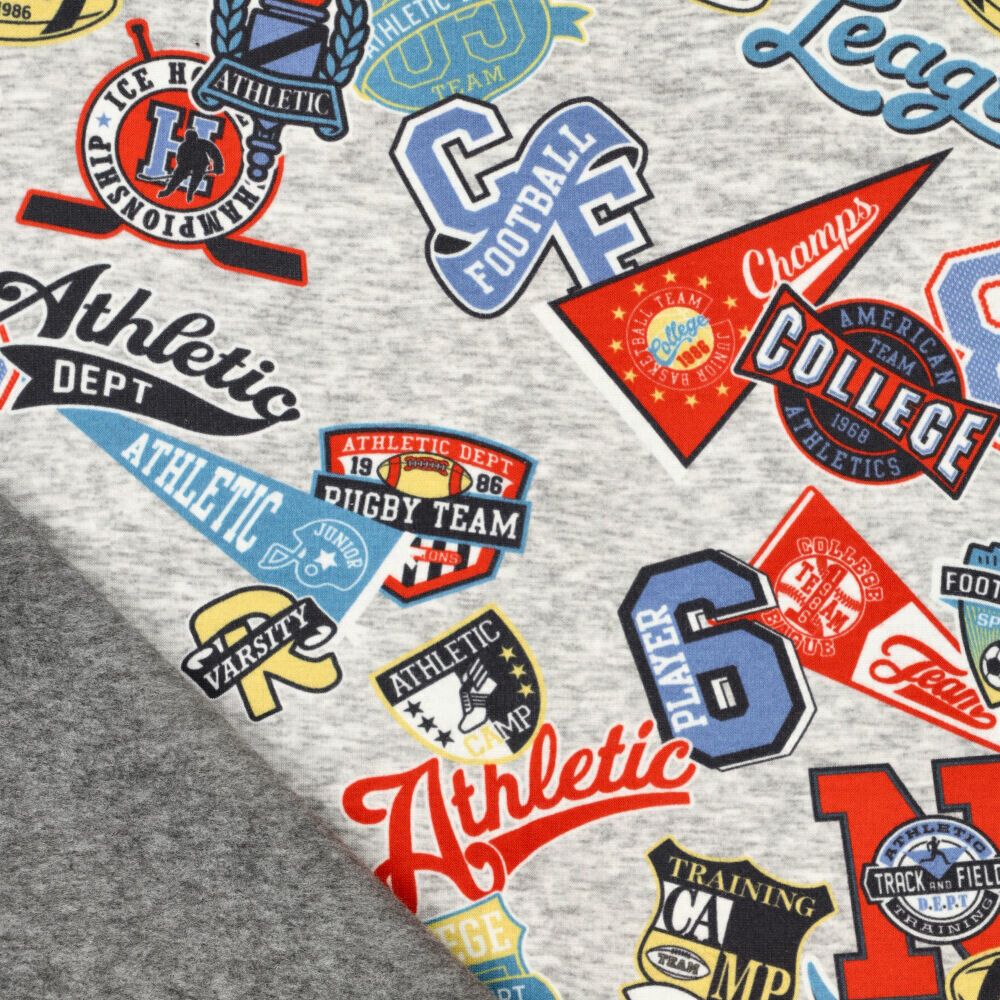 Alpenfleece bedruckt football athletics grau