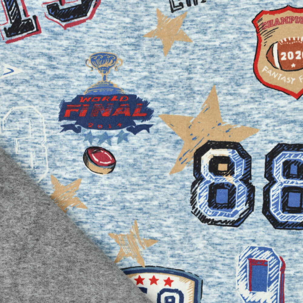 Alpenfleece bedruckt champions football jeansblau