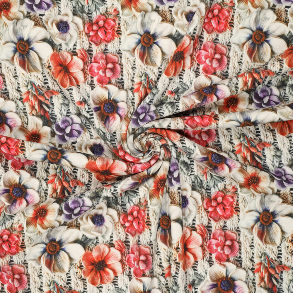 Alpenfleece bedrukt rope with flowers 3