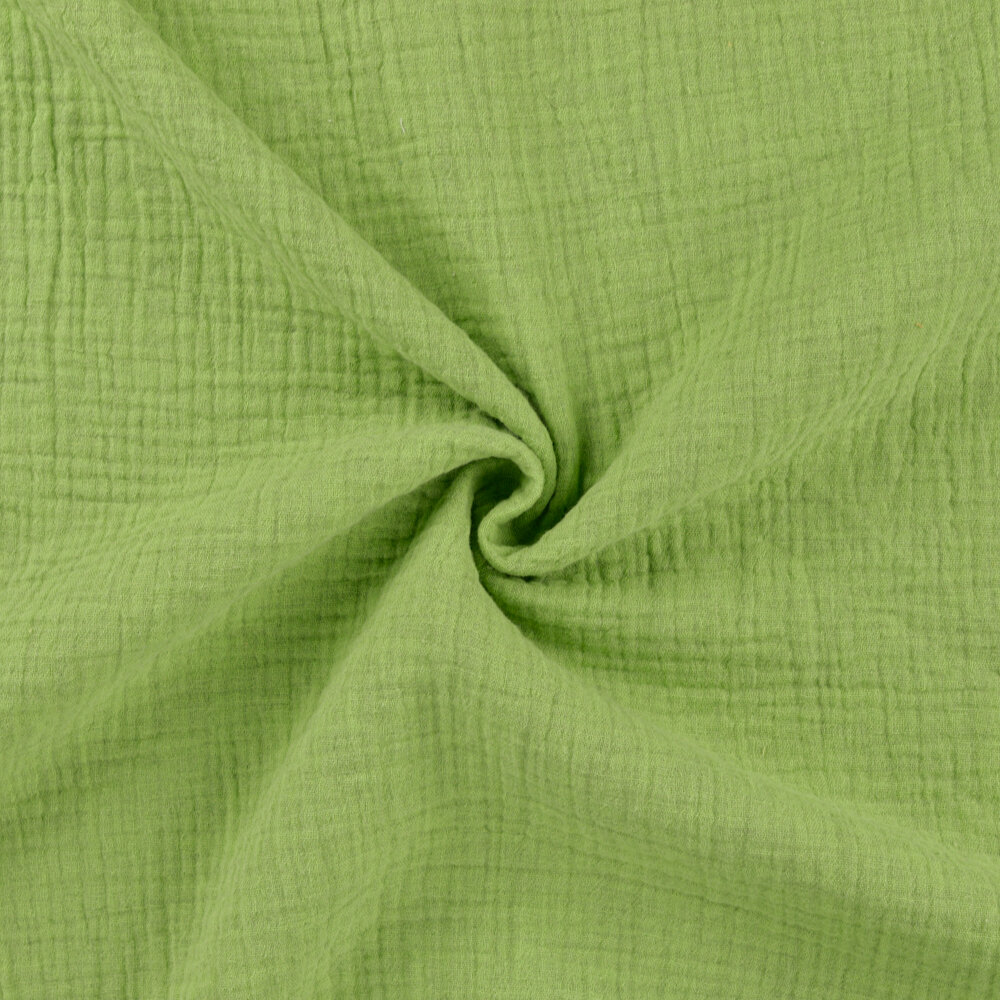 Katoenen Mousseline melange lime groen