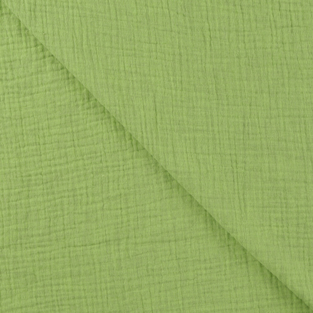 Katoenen Mousseline melange lime groen