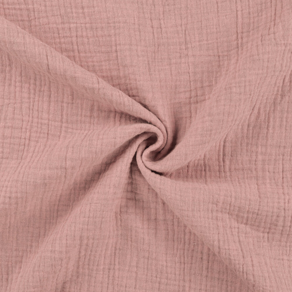 Katoenen Mousseline melange oud roze