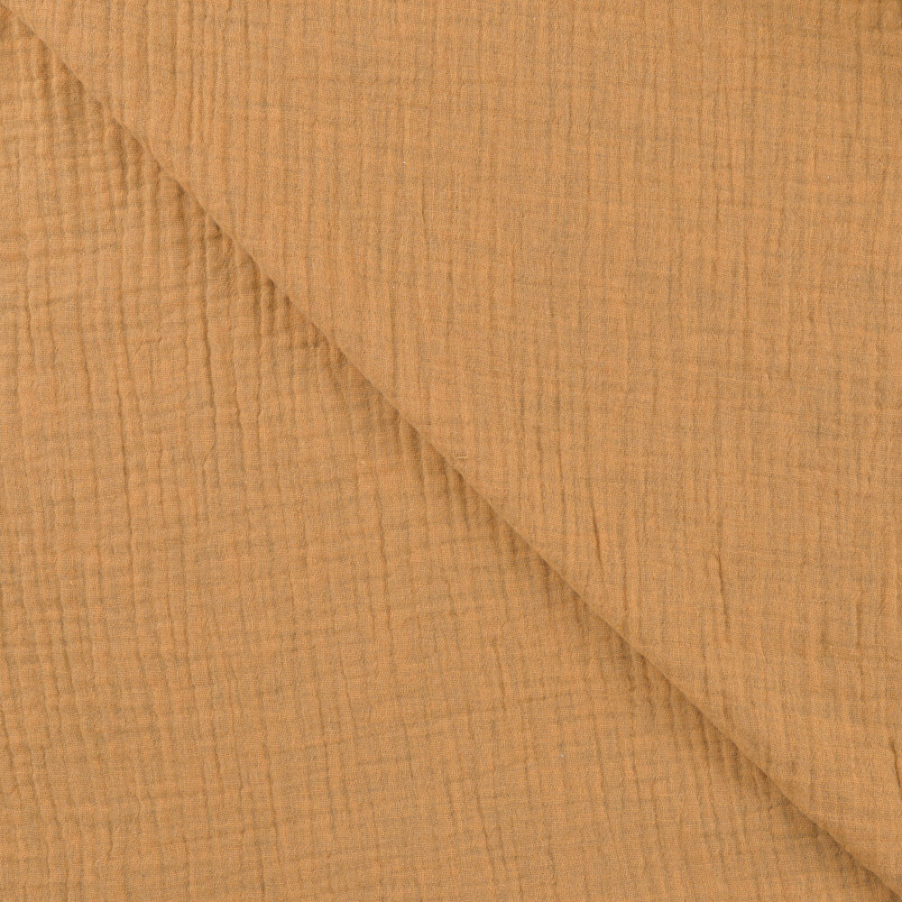 Katoenen Mousseline melange caramel