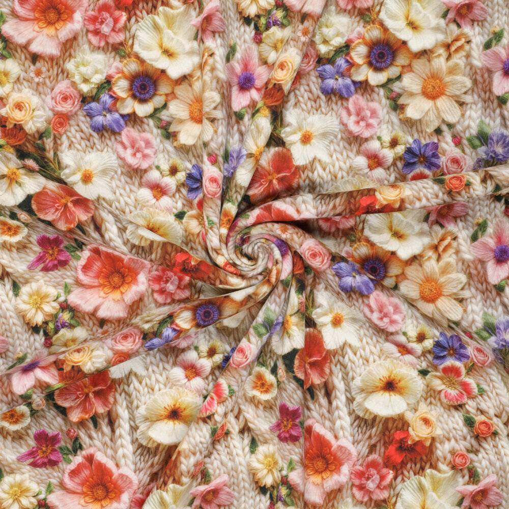 Alpenfleece bedrukt rope with flowers 2