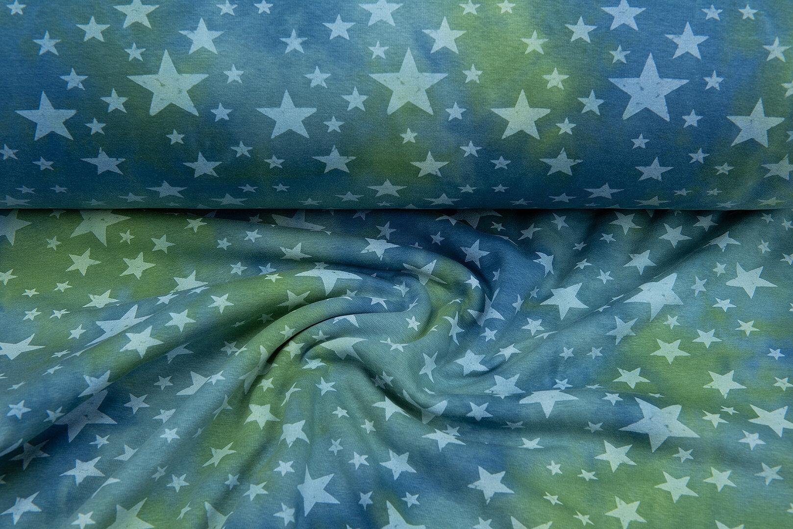 Alpenfleece Tie Dye STARS groen-kobalt