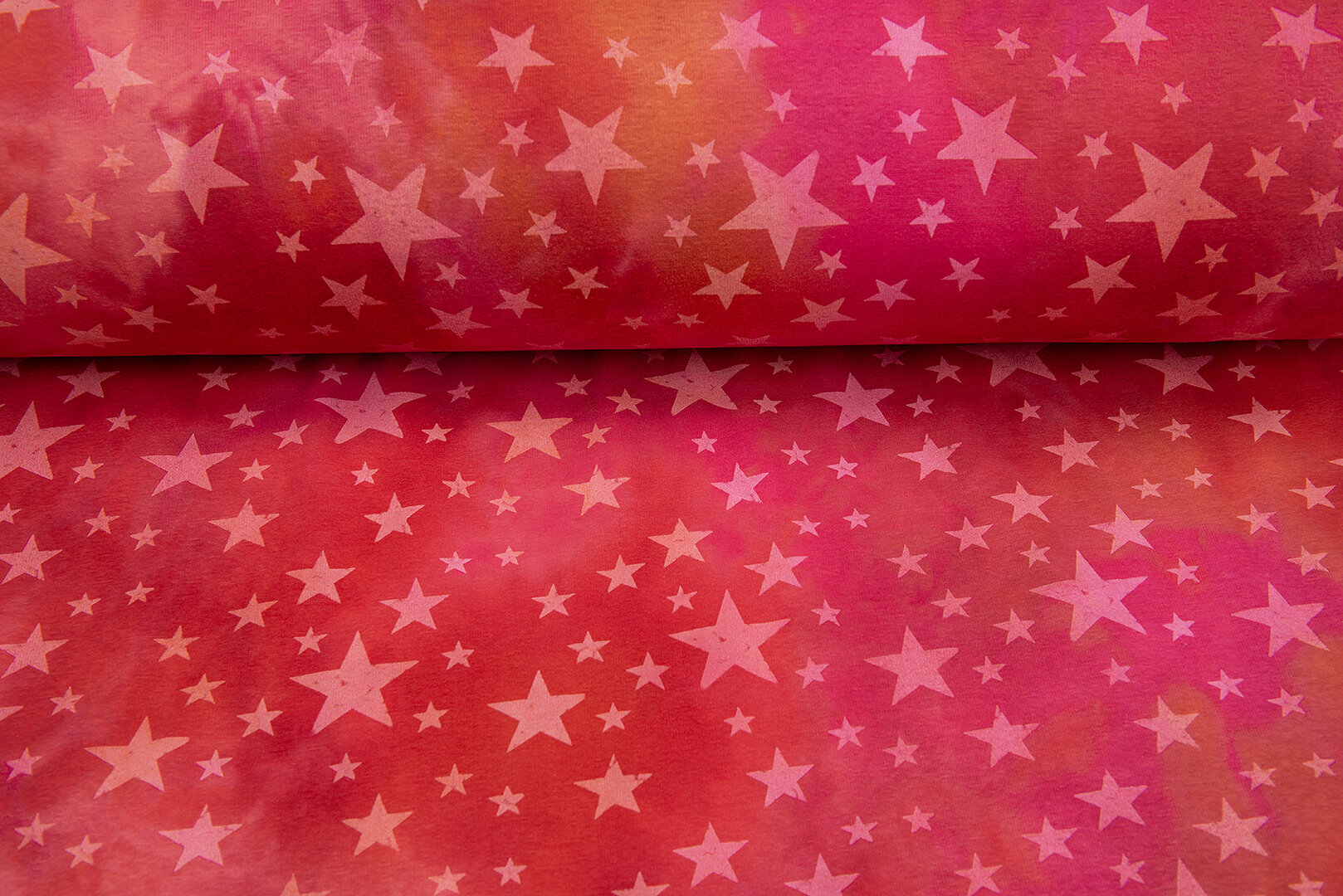 Alpenfleece Tie Dye STARS rood-oranje