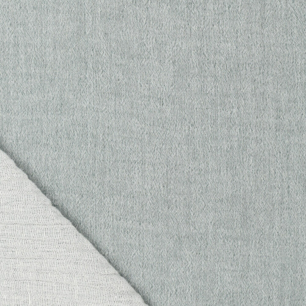Katoenen Mousseline melange chambray donkermint