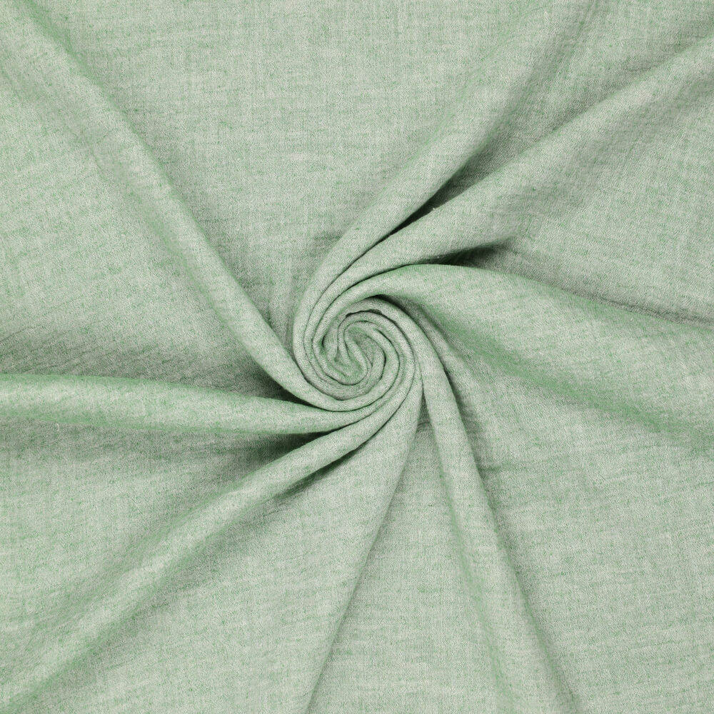 Katoenen Mousseline melange chambray mint