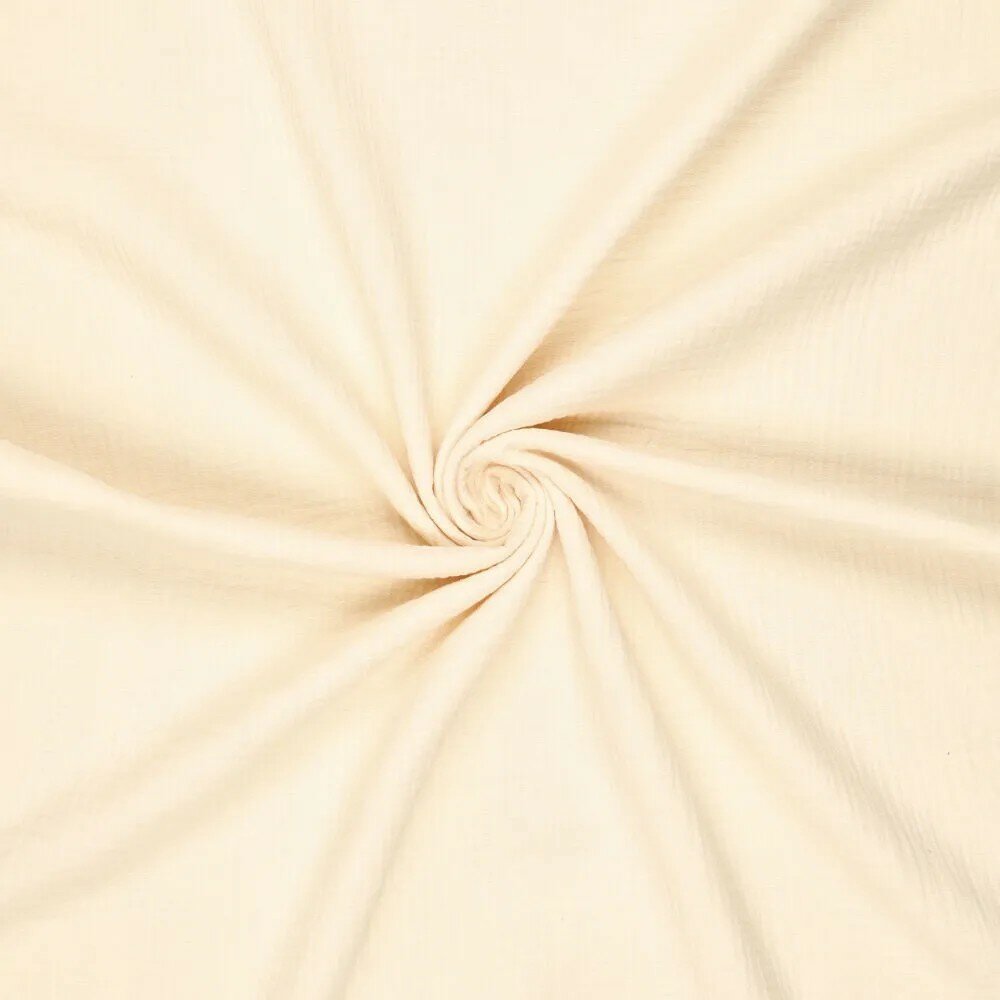 Katoenen mousseline uni licht beige