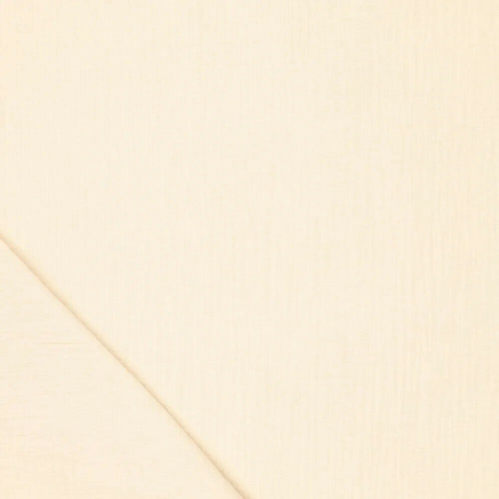 Katoenen mousseline uni licht beige