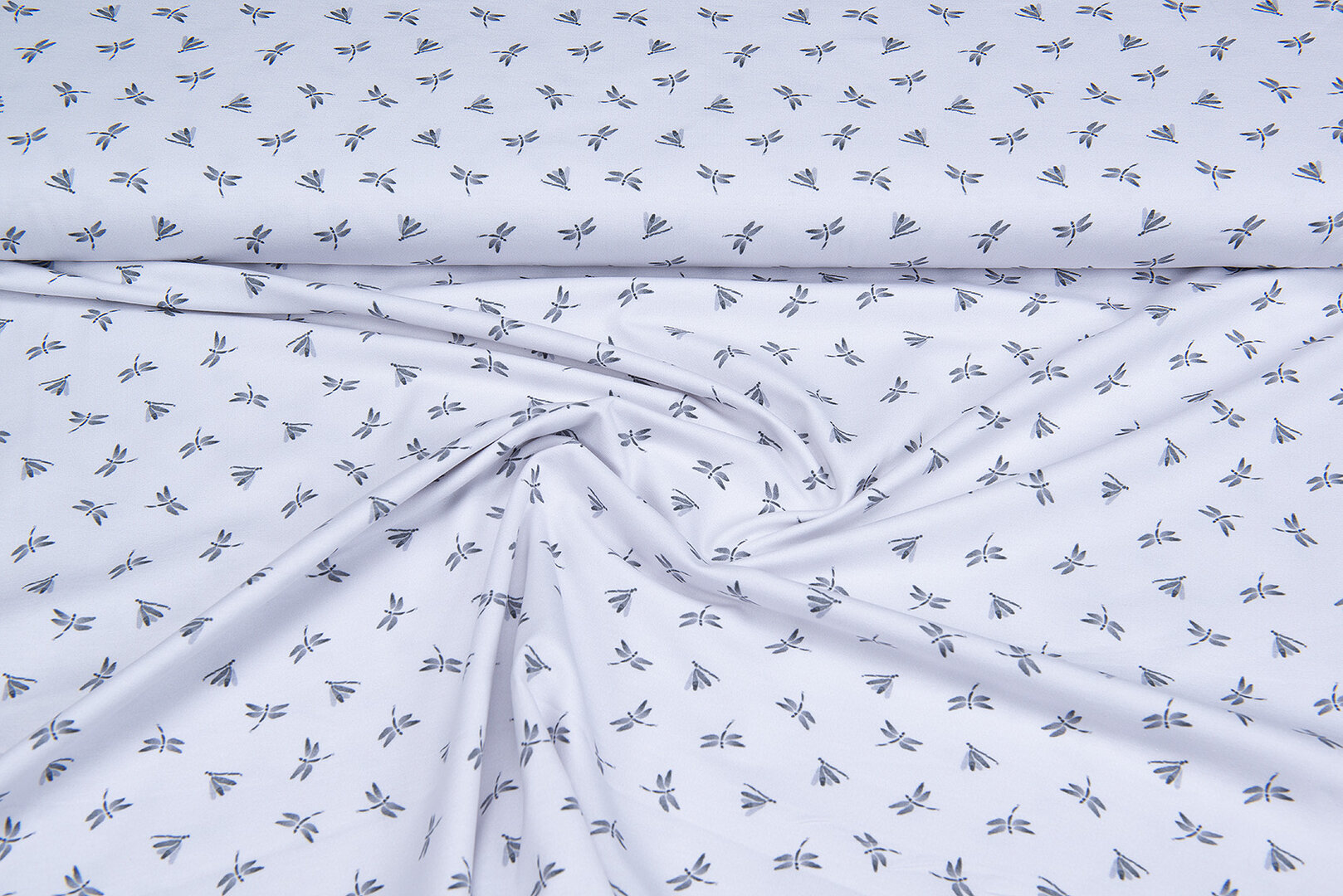 Katoenen Tricot bedrukt dragonfly wit