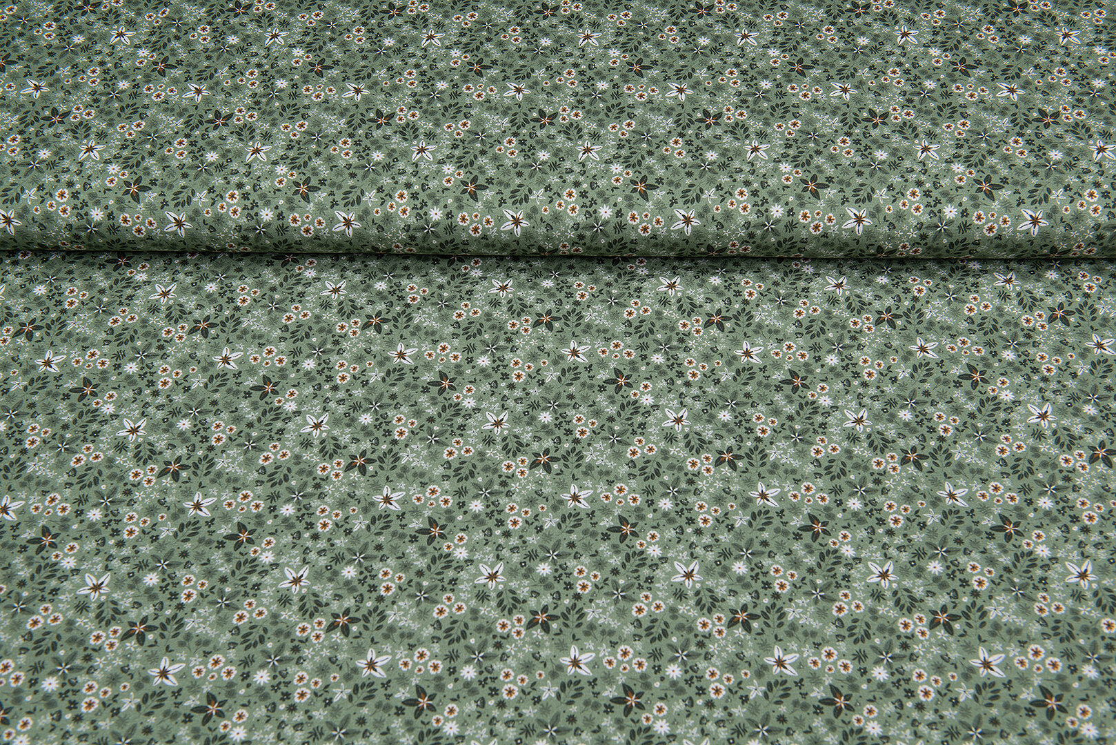 Katoenen Tricot bedrukt twigs groen