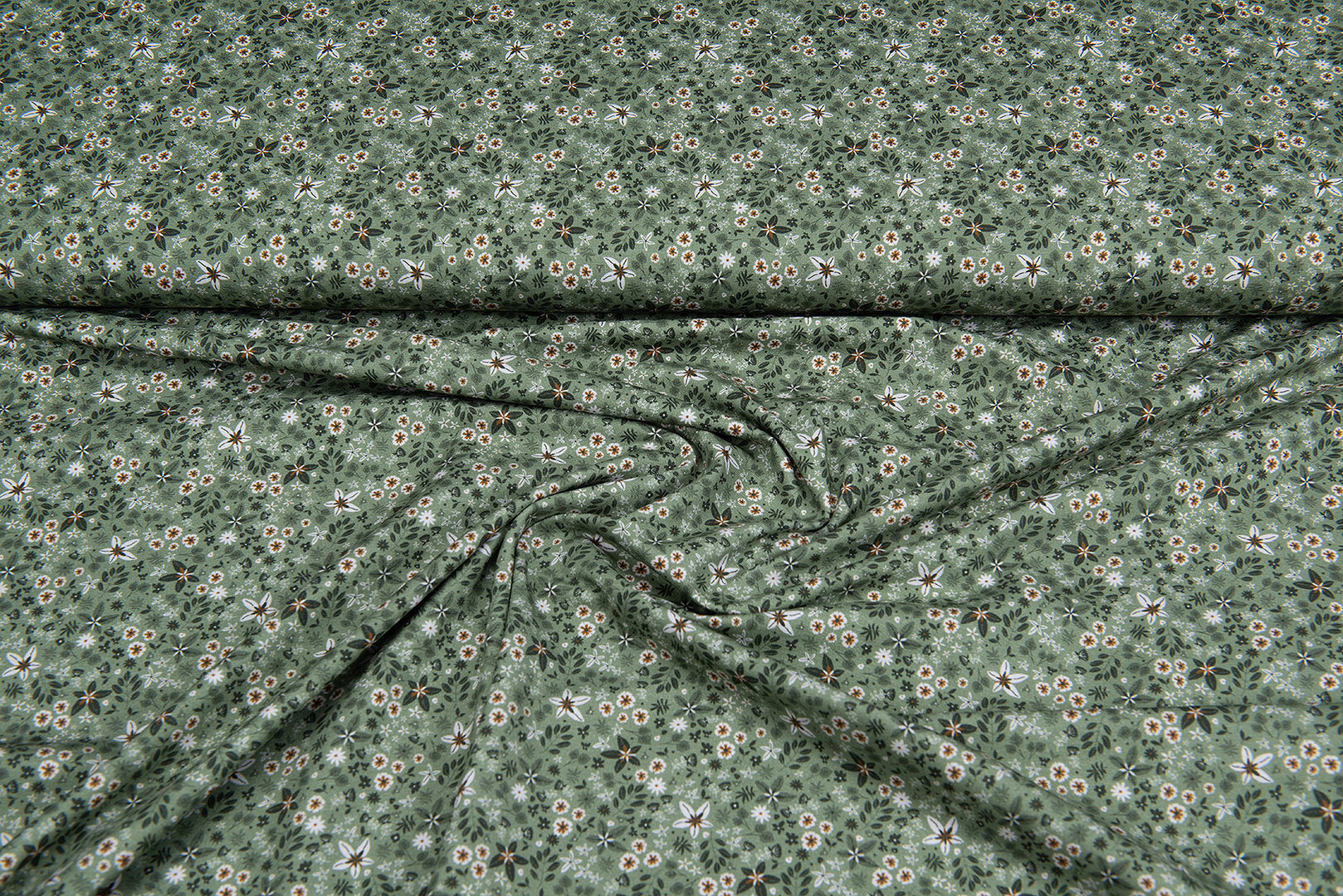 Katoenen Tricot bedrukt twigs groen