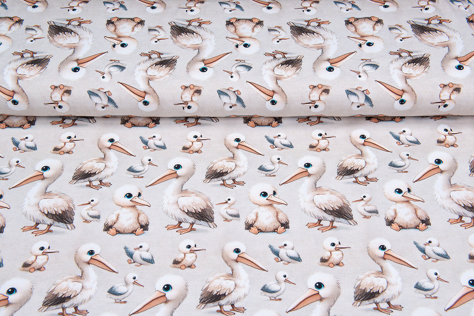 Katoenen Tricot bedrukt little pelican