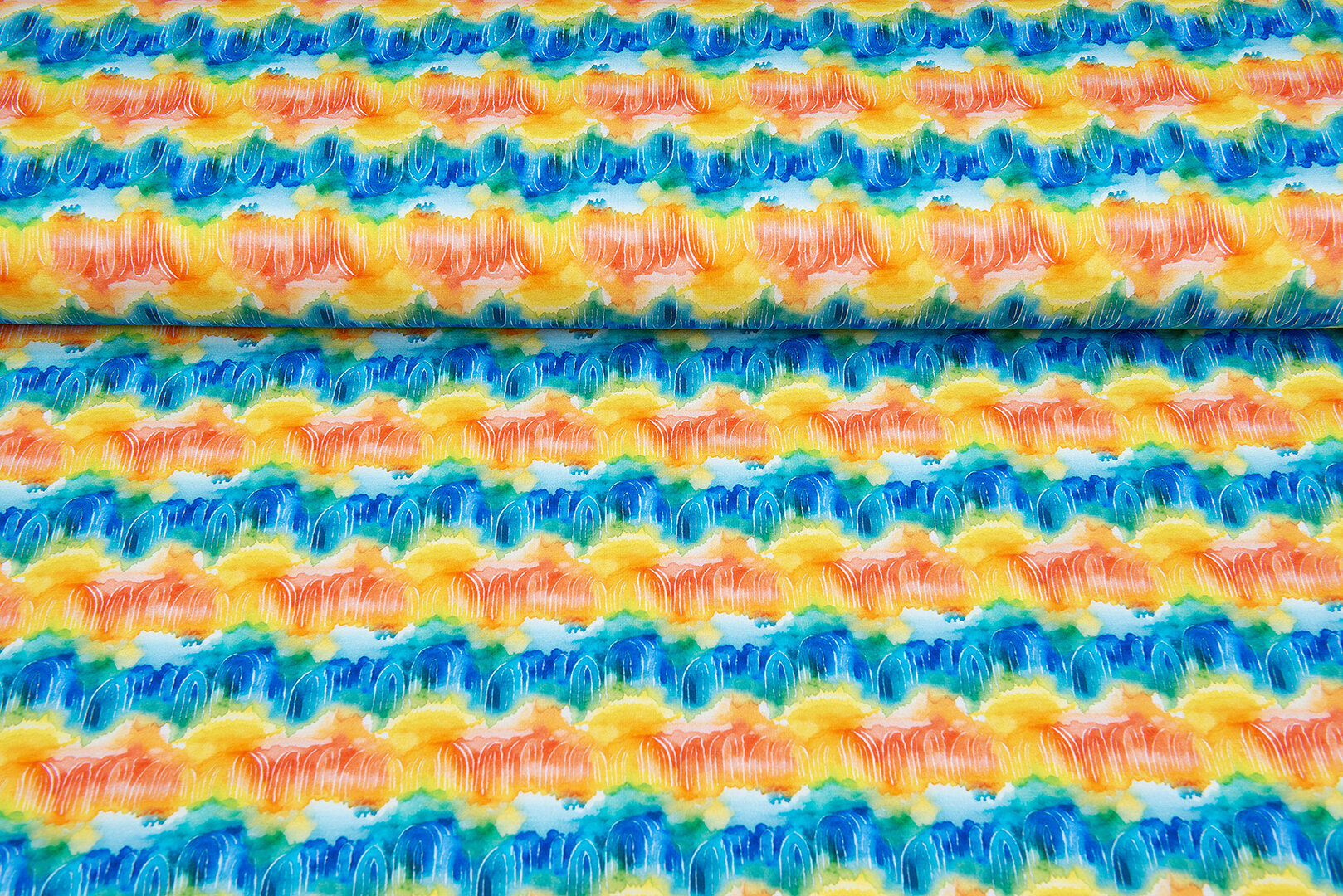 Katoenen Tricot bedrukt colorful rainbow