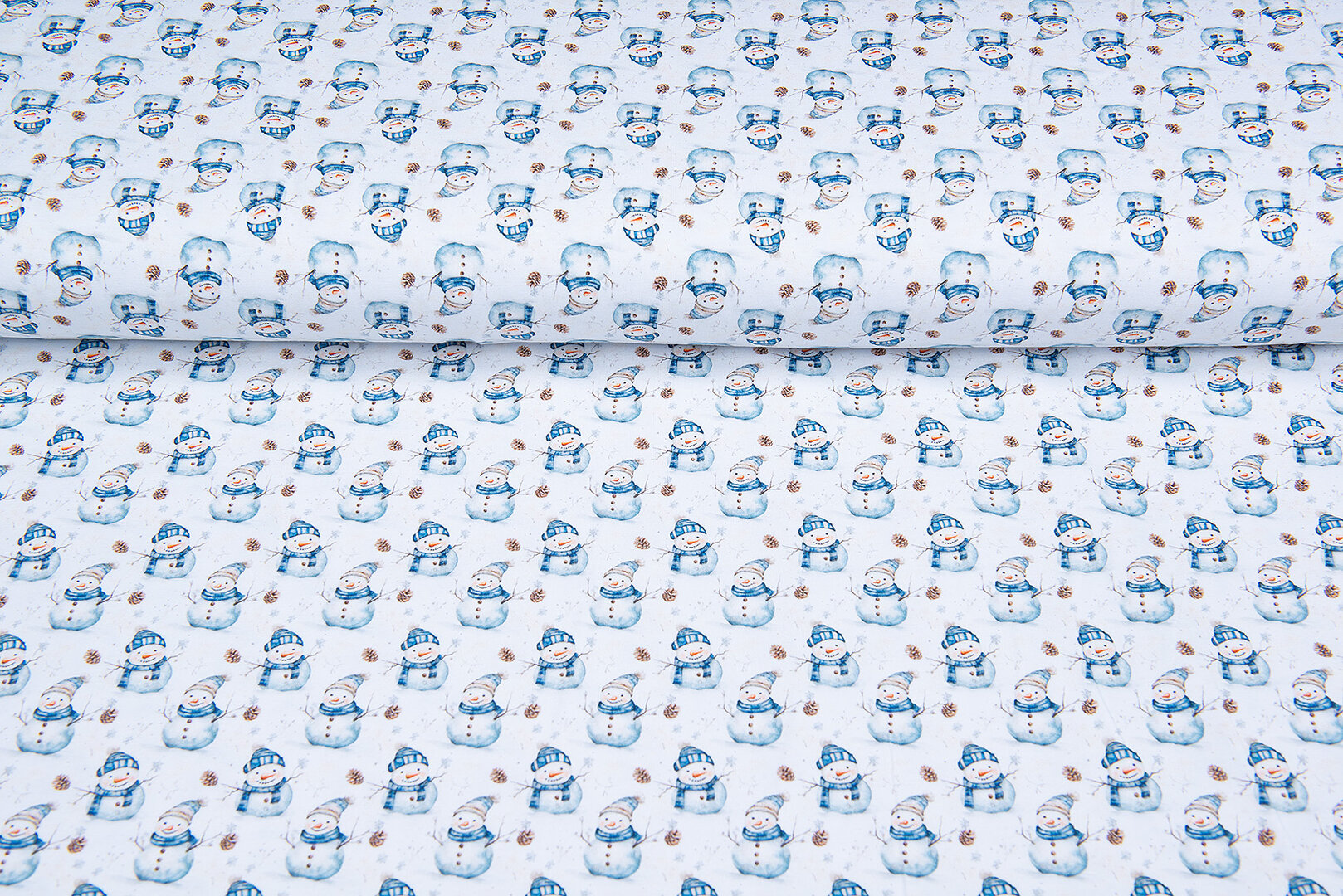 Katoenen Tricot bedrukt snowman ecru