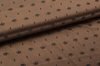 Voeringstof jacquard kronen VO10 goud-bruin