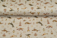 Katoenen Mousseline bedrukt glad funny birds