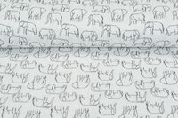 Katoenen Mousseline bedrukt elephant