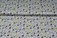 Katoen Poplin bedrukt fruit candy grijs-groen