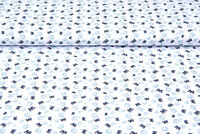 Katoenen Tricot bedrukt butterfly wit-mint