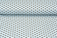 Katoenen Tricot bedrukt calyx mint-blauw