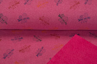 Alpenfleece bedrukt sloth roze mêlee NA613