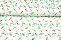 Katoen Poplin bedrukt kerst holly ecru-goud