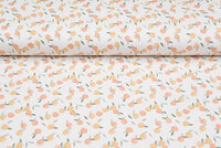 Katoenen Tricot bedrukt peaches lichtzand
