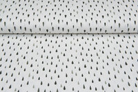 Katoenen Tricot bedrukt raindrops off-white donkergroen-mint