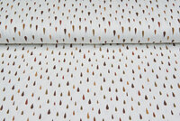 Katoenen Tricot bedrukt raindrops off-white roest