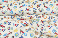 Flanel stof letters lichtgeel