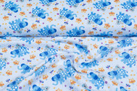 Flanel stof elephants lichtblauw