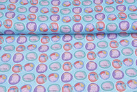 Licentie Katoen Poplin bedrukt Peppa Pig blauw