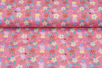 Licentie Katoen Poplin bedrukt Peppa Pig peach