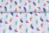 Licentie Katoen Poplin bedrukt Trolls rainbow