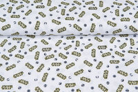 Licentie Katoen Poplin bedrukt Star Wars wit