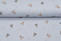 Katoenen mousseline bedrukt little bears grijs