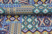 Viscose bedrukt multi patchwork mint