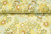 Viscose bedrukt sixties flowers lichtgroen-mint