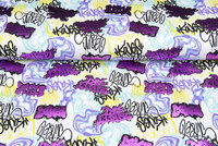French Terry bedrukt graffiti foil multicolor wit