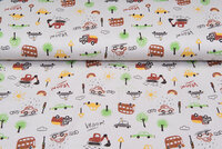 Katoenen Tricot bedrukt traffic donkerzand