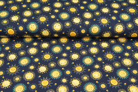 Katoenen Tricot bedrukt sunshine donkerblauw