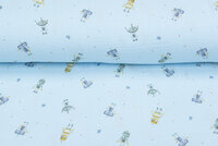 Katoenen mousseline bedrukt robots lichtblauw